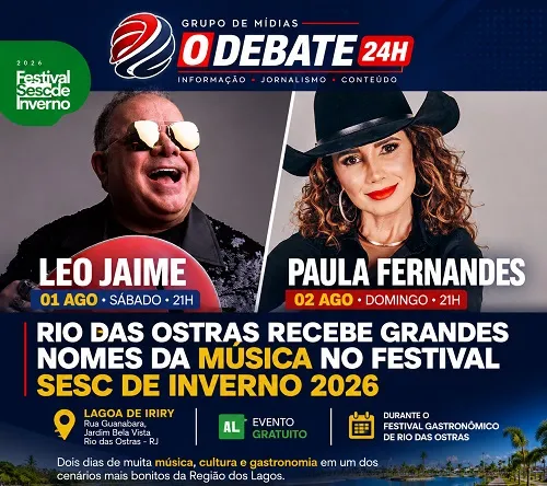 Grandes shows devem impulsionar economia de Rio das Ostras durante Festival Sesc de Inverno 2026