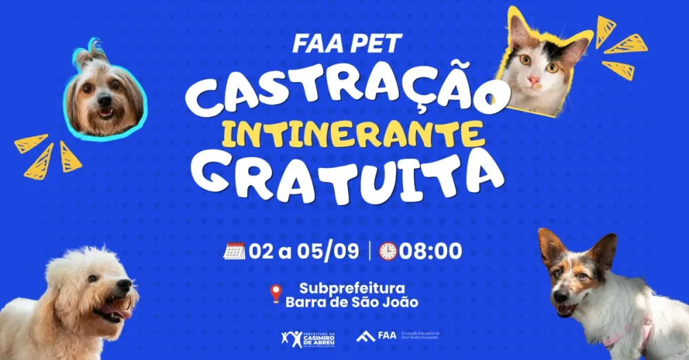 Barra de São João terá ação gratuita de castração de cães e gatos em setembro