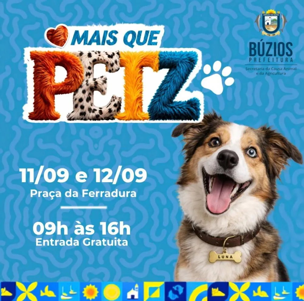 Búzios realiza evento gratuito para pets com adoção e orientações na Praça da Ferradura