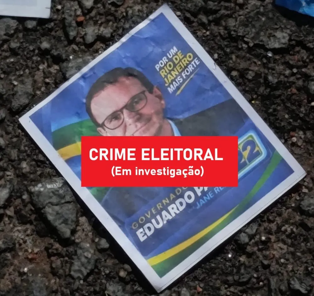 Material com a foto de Eduardo Paes e o número 22, utilizado pelo candidato Douglas Ruas, foi identificado em Nova Iguaçu neste domingo (4). Foto: Reprodução